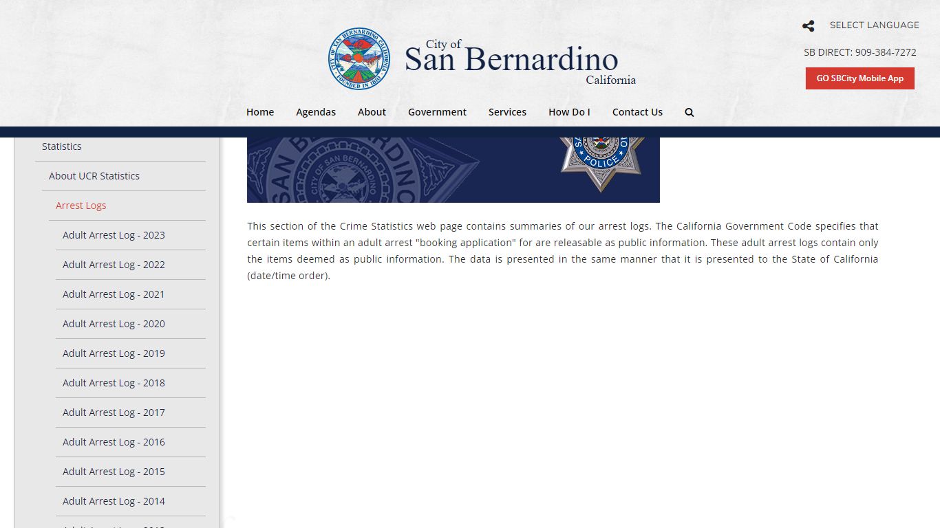 Arrest Logs - City of San Bernardino